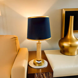 Wooden Texture & Gold Brass Table Lamp