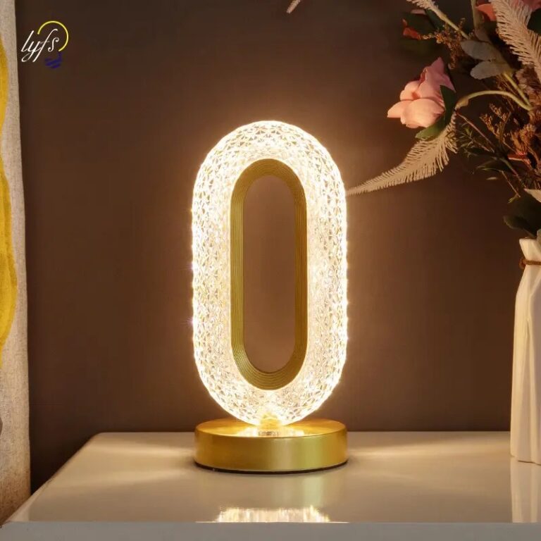 Modern Luxury Oval USB Rechargeable Crystal Table Lamp