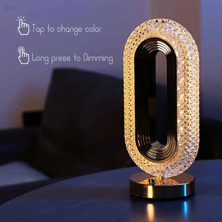 Modern Luxury Oval USB Rechargeable Crystal Table Lamp