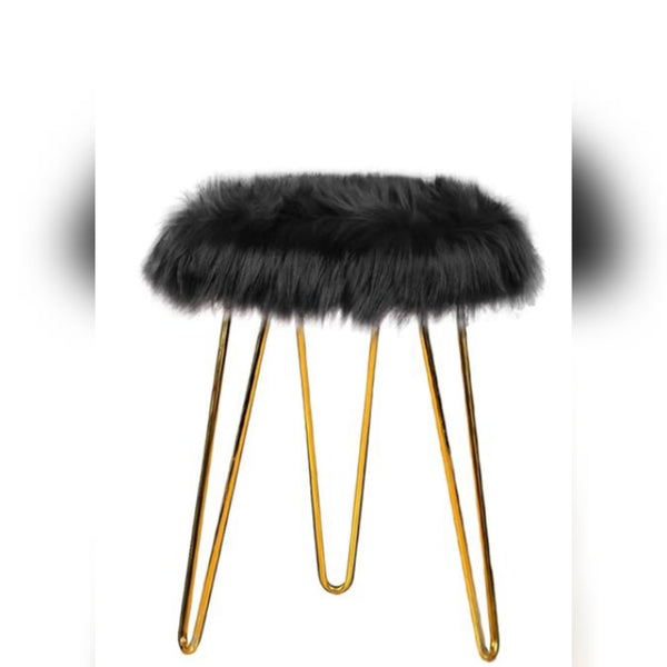 Metal Stool With Black Fur