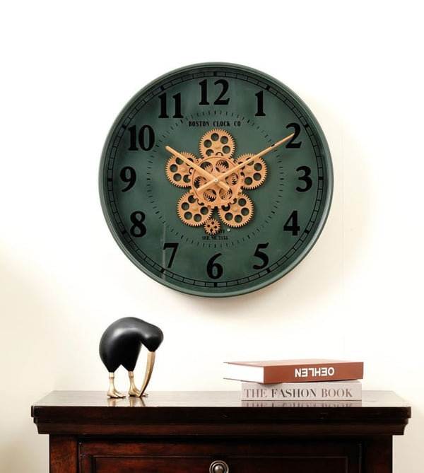 Designer Wall Clock with Moving Gears Mechanism