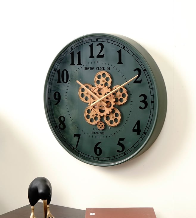 Designer Wall Clock with Moving Gears Mechanism