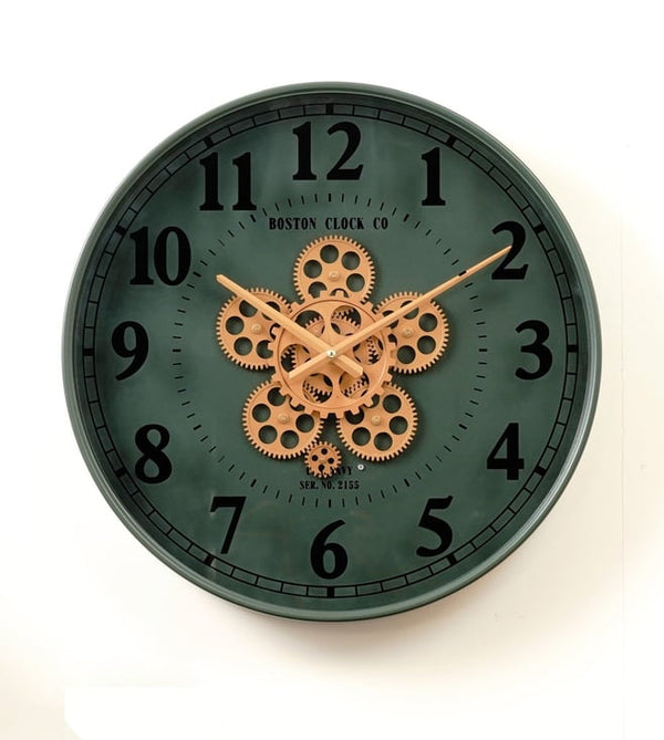 Designer Wall Clock with Moving Gears Mechanism