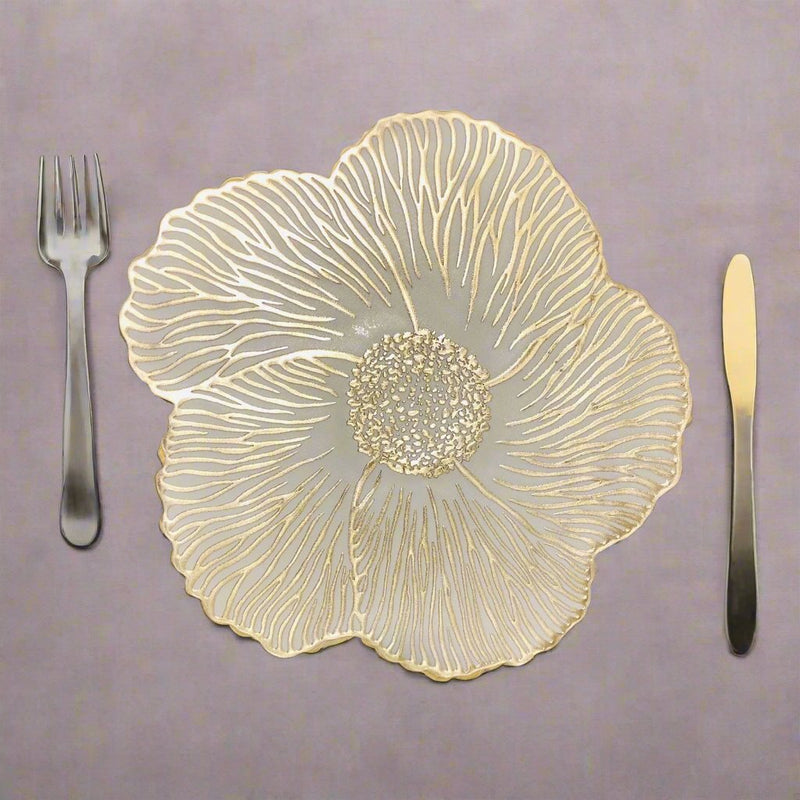 Gold Round Flower Shape Placemats (Set of 2)