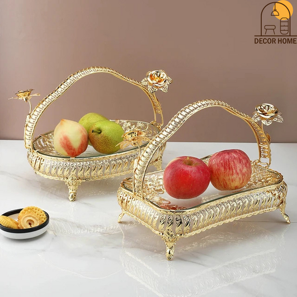 Storage Bowl Toughened Metal Glass Decor