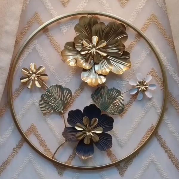 Round Shaped Metal Floral Wall Decor