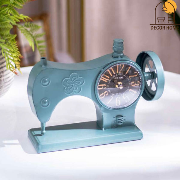 Retro Metal Sewing Machine Table Clock