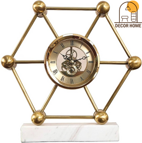 Hexagon Mantel Marble Clock