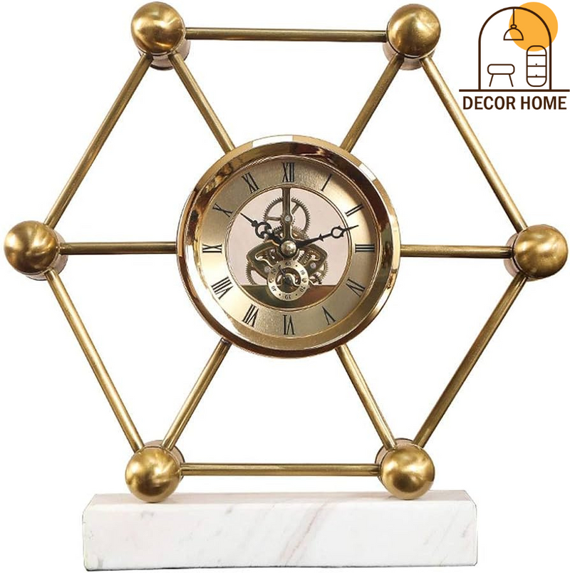 Hexagon Mantel Marble Clock