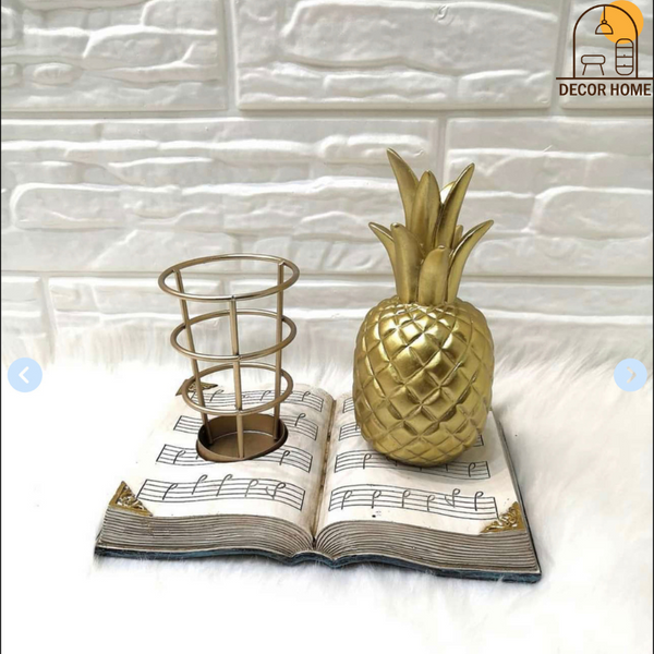 Vintage Pineapple Book Decor Pen Holder