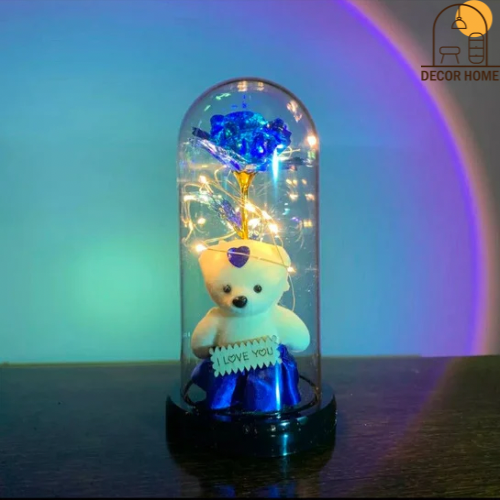 LED Eternal Teddy Bear Rose Decor