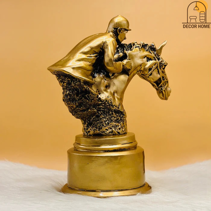 Race Horse and Jockey Rider Sculpture