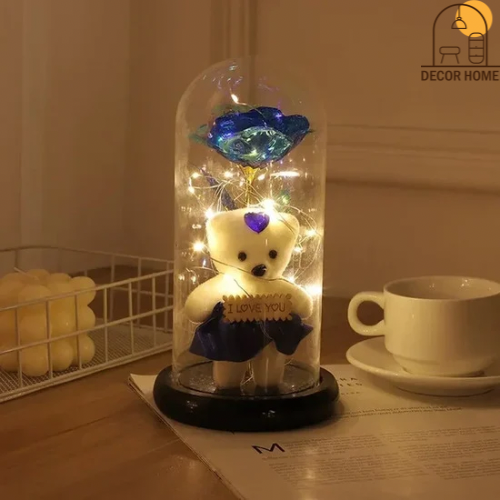 LED Eternal Teddy Bear Rose Decor