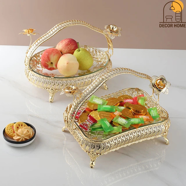 Storage Bowl Toughened Metal Glass Decor