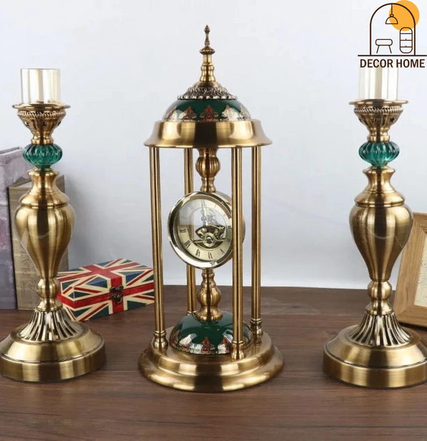 European Vintage Metal Table Clock