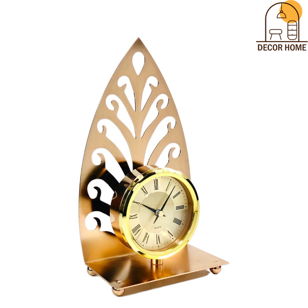 Metallic Golden Leaf Table Clock