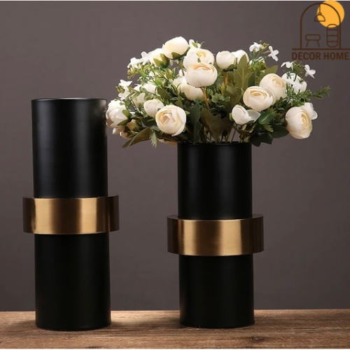 Europese Modern Eenvoudige Black Metal Flower Vase Decor (Set of 1 Pc )