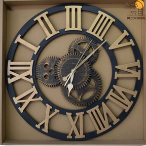 Copper Metal Moving Gears Wall Clock