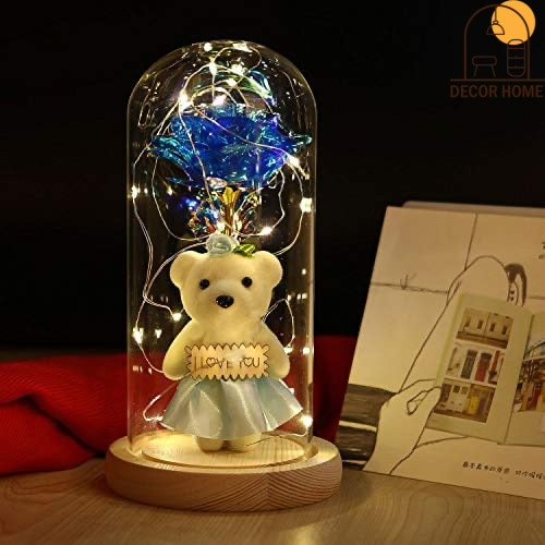 LED Eternal Teddy Bear Rose Decor