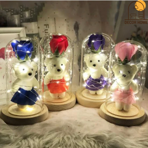 LED Eternal Teddy Bear Rose Decor