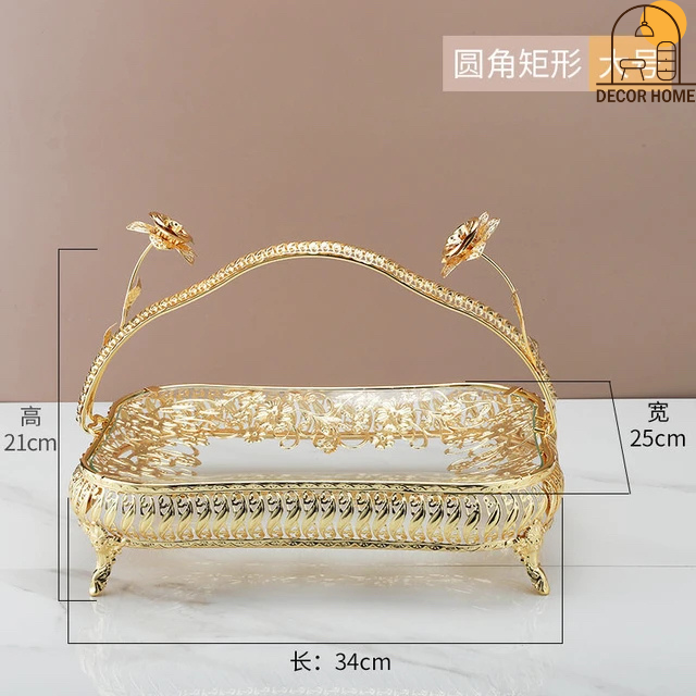 Storage Bowl Toughened Metal Glass Decor