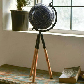 Wooden Tripod World Globe