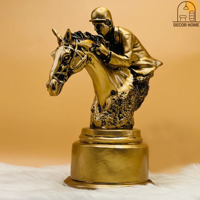 Race Horse and Jockey Rider Sculpture