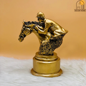 Race Horse and Jockey Rider Sculpture