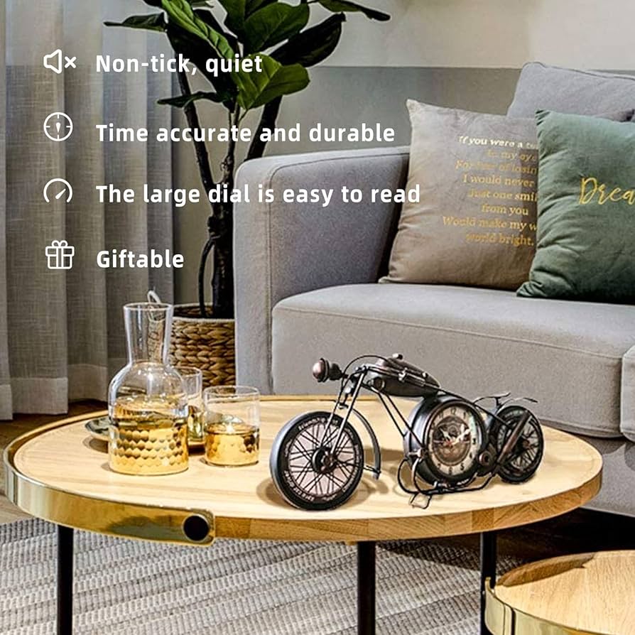 Retro Metal Motorcycle Table Clock