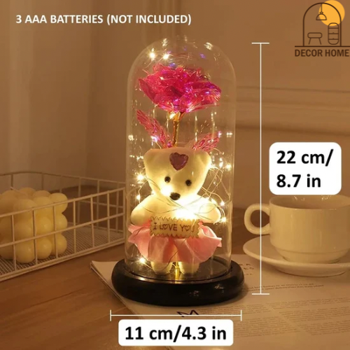 LED Eternal Teddy Bear Rose Decor