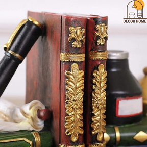 Pen and Ink Bottle with Oil Lamp Bookend