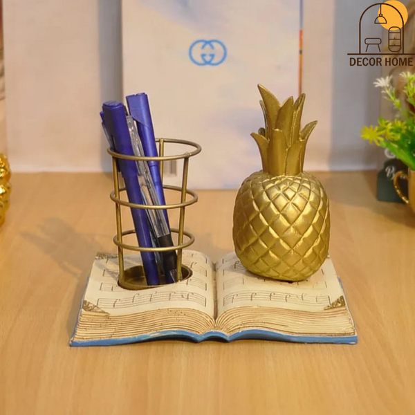 Vintage Pineapple Book Decor Pen Holder