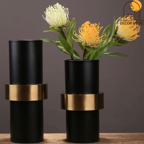 Europese Modern Eenvoudige Black Metal Flower Vase Decor (Set of 1 Pc )