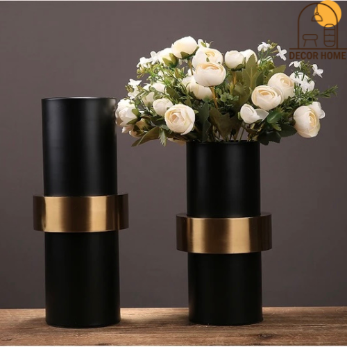 Europese Modern Eenvoudige Black Metal Flower Vase Decor (Set of 1 Pc )