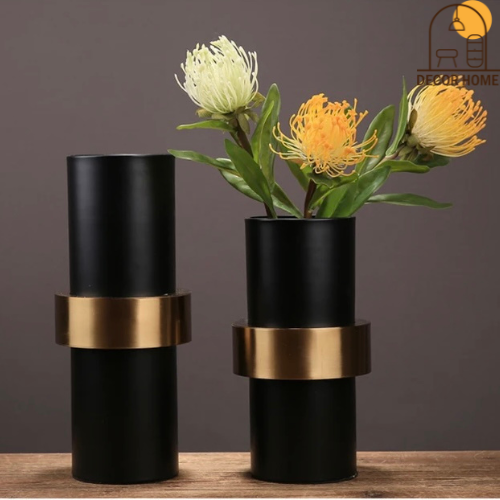 Europese Modern Eenvoudige Black Metal Flower Vase Decor (Set of 1 Pc )