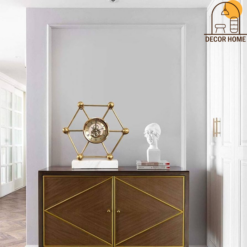 Hexagon Mantel Marble Clock