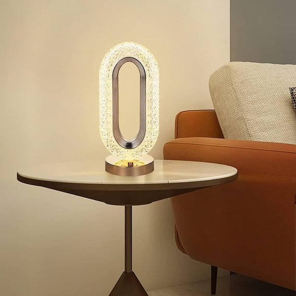 Modern Luxury Oval USB Rechargeable Crystal Table Lamp