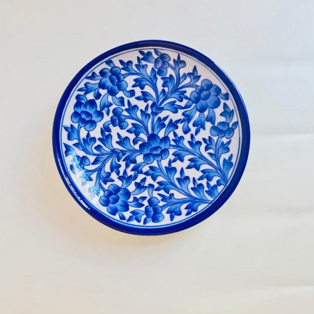 Handmade Blue Pottery Wall Hanging Plates( Set of 5pc )
