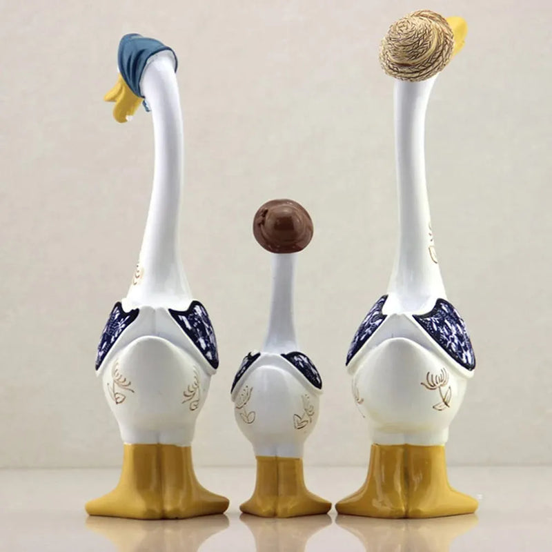 3Pcs Garden Duck Statue Family of Three Ducks Figurine Sculpture