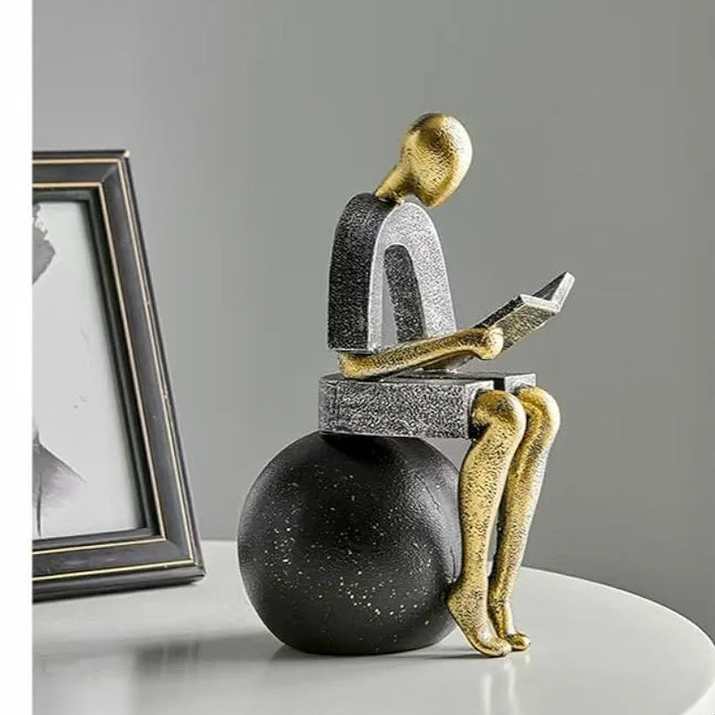 Modern Abstract Reading Figure Sculpture Bookend
