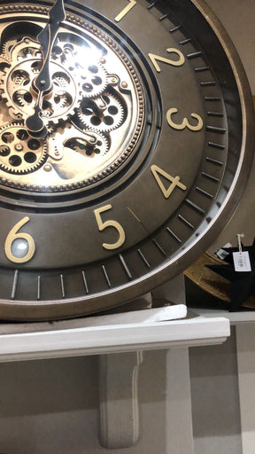 Gunmetal and Brass Gears Wall Clock