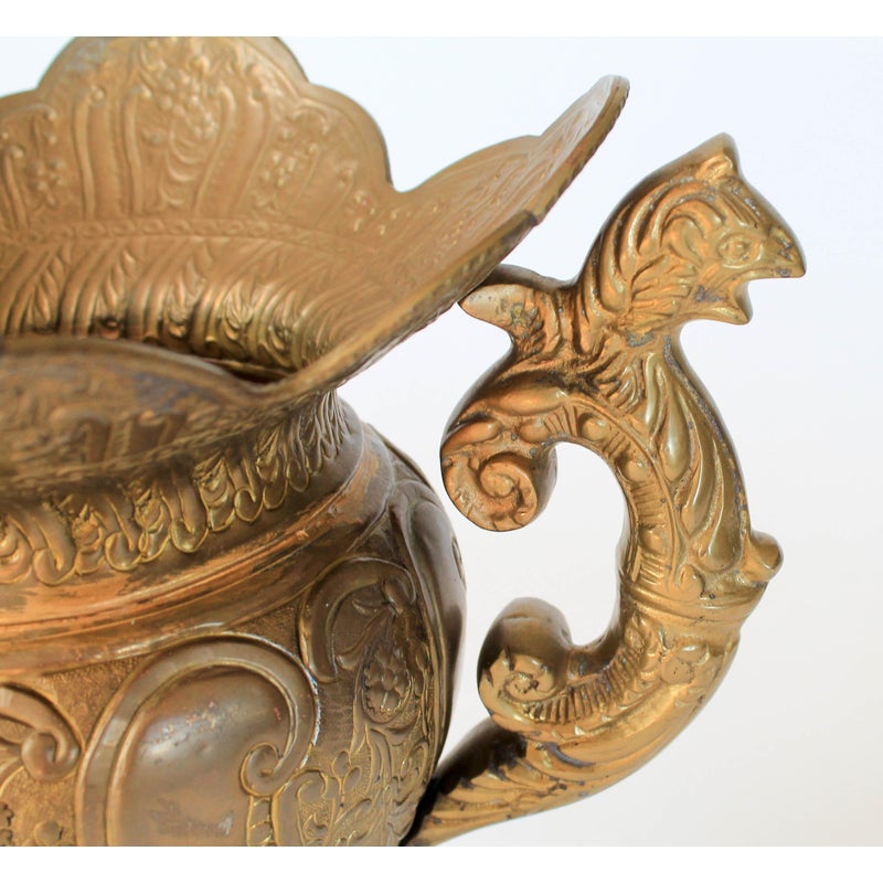 Vintage Brass Urn Vase With Dragon Handles