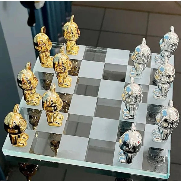 Luxury Chess Game Board With Gloomy Bear Pieces