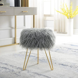Fur Fuzzy Bedroom Stool