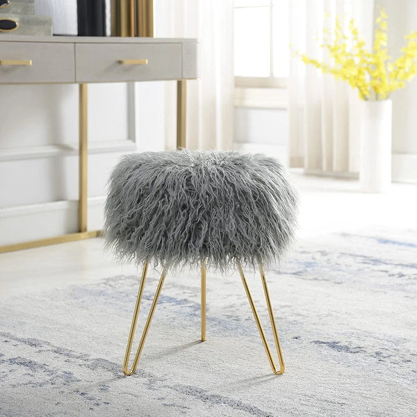 Fur Fuzzy Bedroom Stool