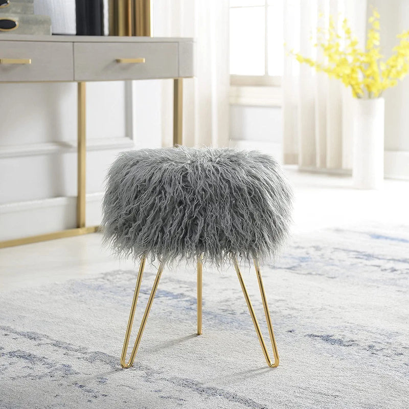 Fur Fuzzy Bedroom Stool
