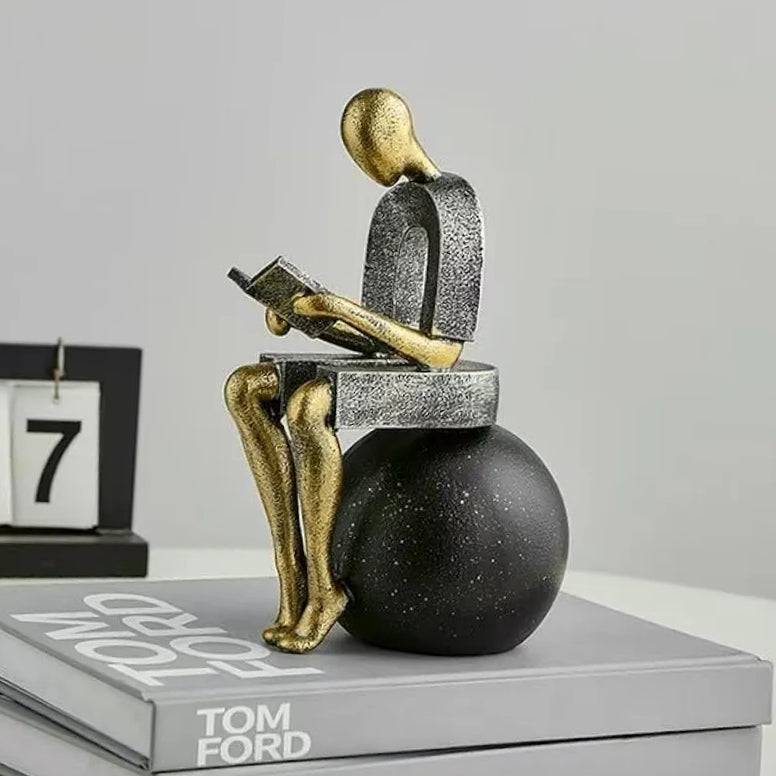 Modern Abstract Reading Figure Sculpture Bookend
