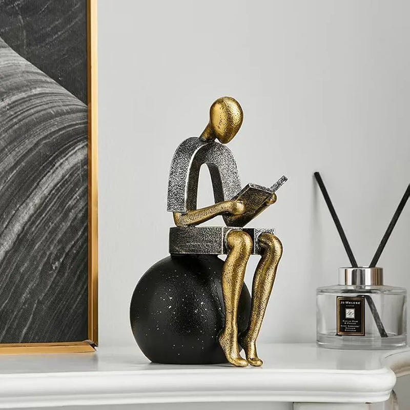 Modern Abstract Reading Figure Sculpture Bookend