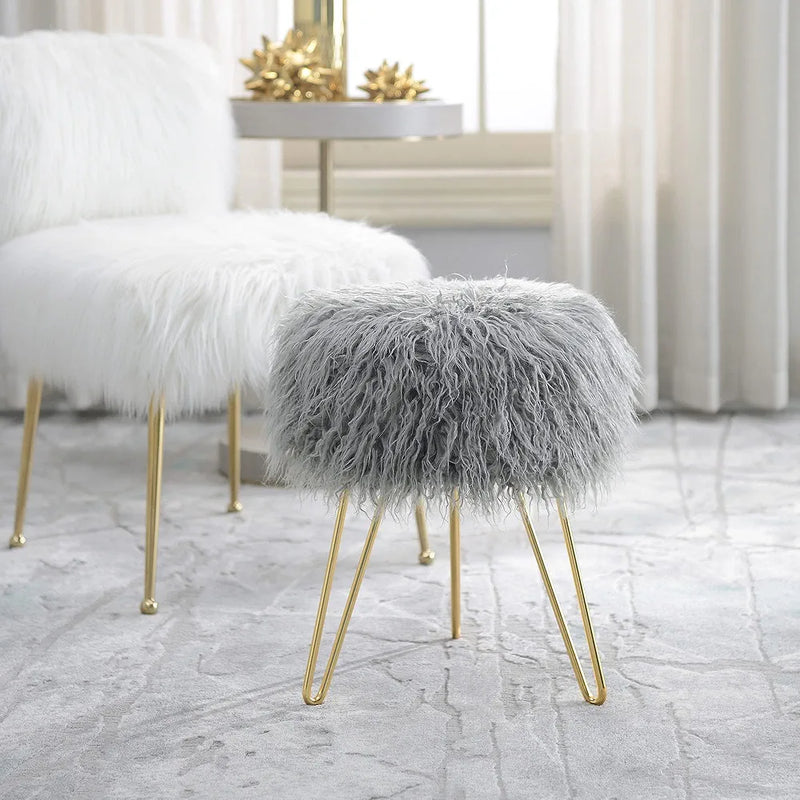 Fur Fuzzy Bedroom Stool