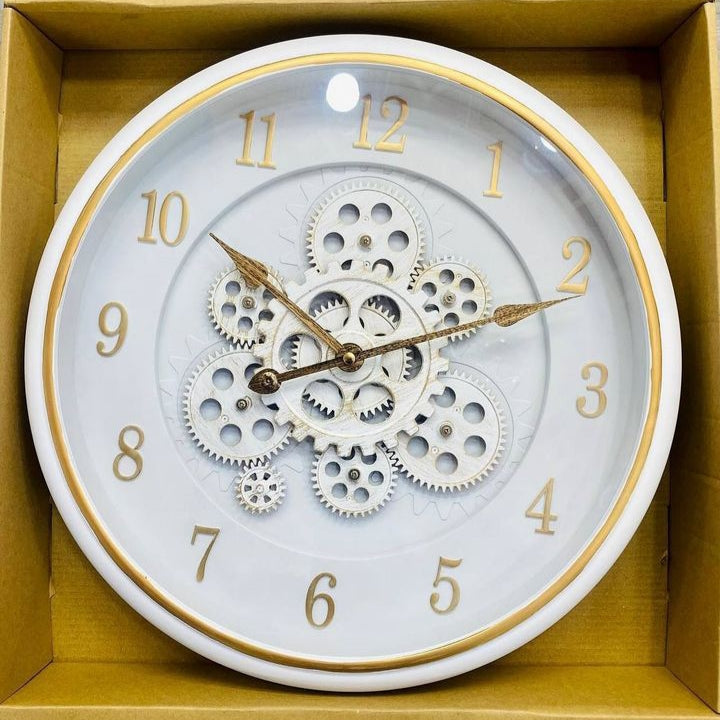 Vintage Rustic Wall Clock with Moving Gears